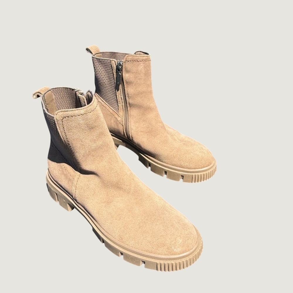 Madden Girl Boots Women 9 Tan Bandit Ankle Waterproof Suede Lug Sole Platform